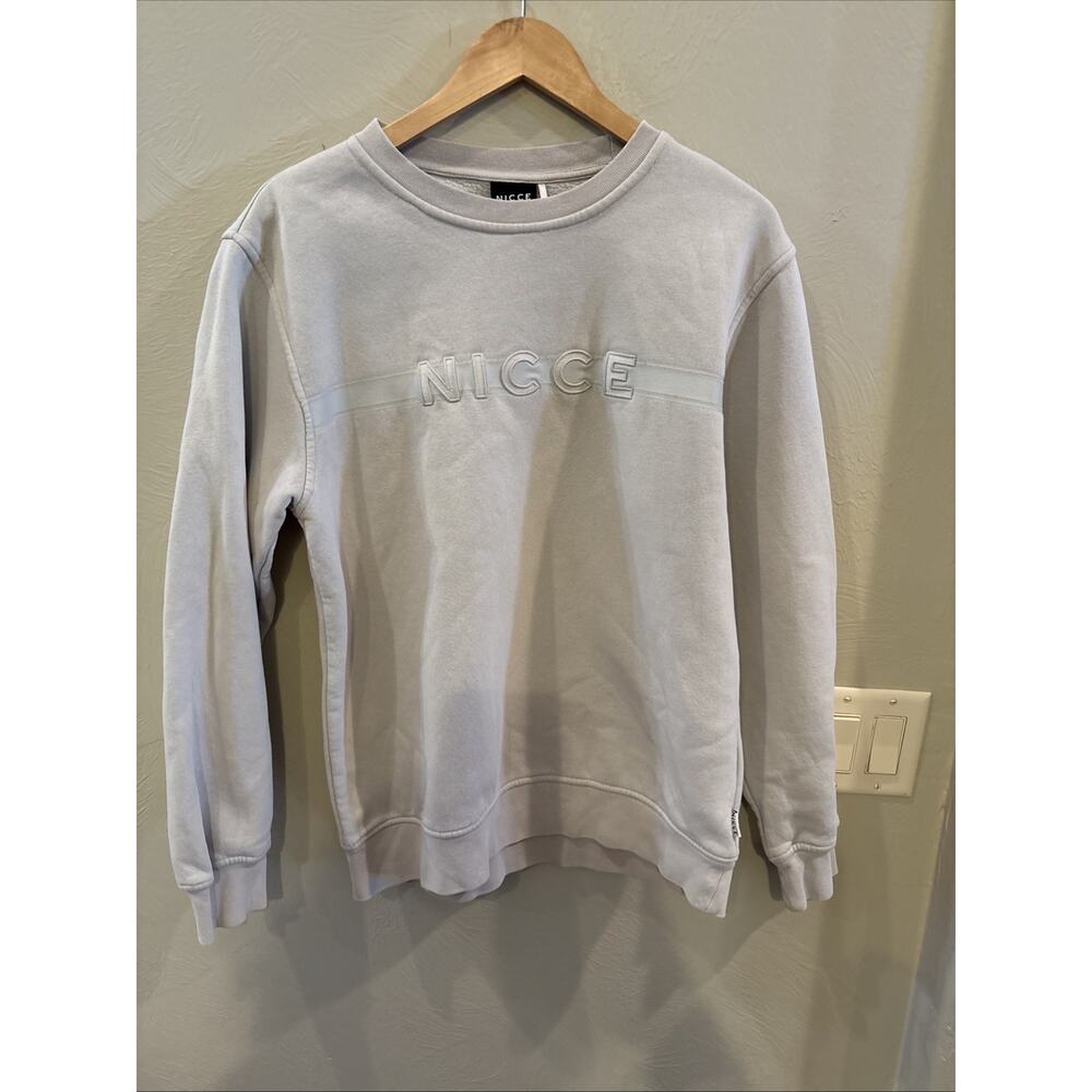 Nicce London Men's Beige Pullover Crewneck Size M Logo Graphic Streetwear Preppy